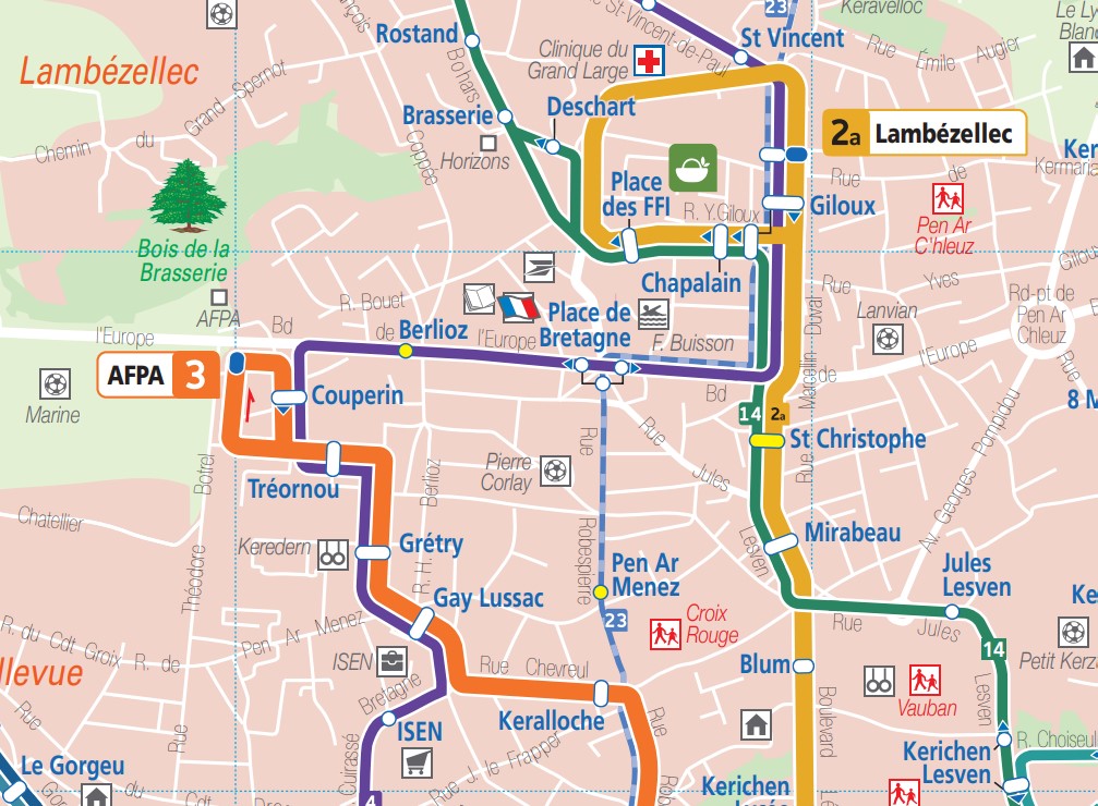 plan bus brest Plan arrêt bus Berlioz à Brest